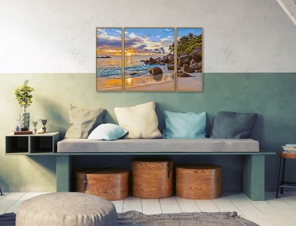 Schipper 609260906 - Malen nach Zahlen, Abendstimmung im Paradies, Triptychon, 50 x 80 cm