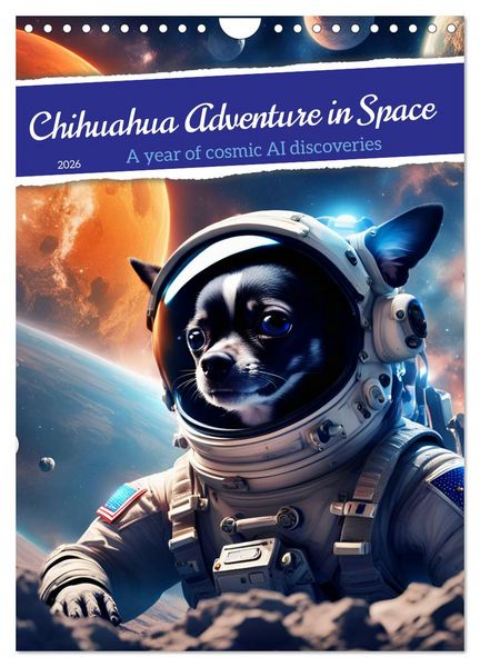 Produktbild: Chihuahua Adventure in Space (Wall Calendar 2026 DIN A4 portrait), CALVENDO 12 Month Wall Calendar