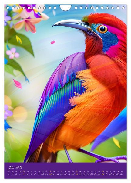 Produktbild: Exotische V&ouml;gel. Zauberhafte Vogelvielfalt mit KI (Wandkalender 2026 DIN A4 hoch), CALVENDO Monatskalender