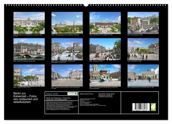Produktbild: Berlin zur Kaiserzeit &ndash; Fotos neu restauriert und detailkoloriert (hochwertiger Premium Wandkalender 2026 DIN A2 quer), Kunstdruck in Hochglanz