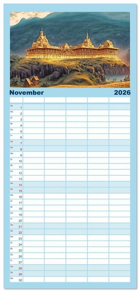 Produktbild: Familienplaner 2026 - Pl&auml;tze zum Tr&auml;umen mit 5 Spalten (Wandkalender, 21 x 45 cm) CALVENDO
