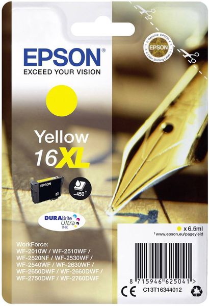 Epson Druckerpatrone T1634, 16XL Original Gelb C13T16344012