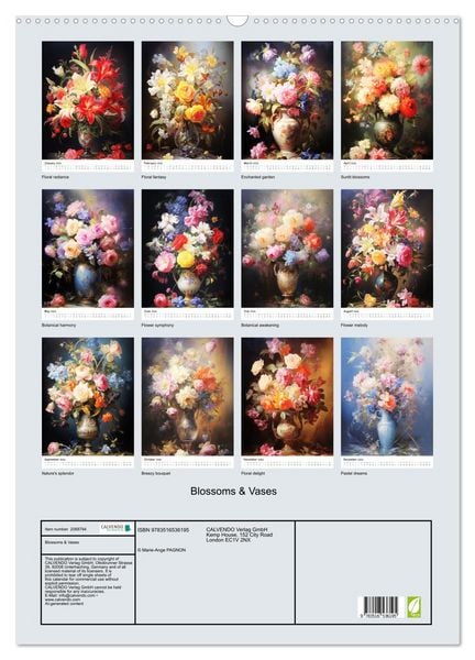 Produktbild: Blossoms & Vases (Wall Calendar 2026 DIN A2 portrait), CALVENDO 12 Month Wall Calendar