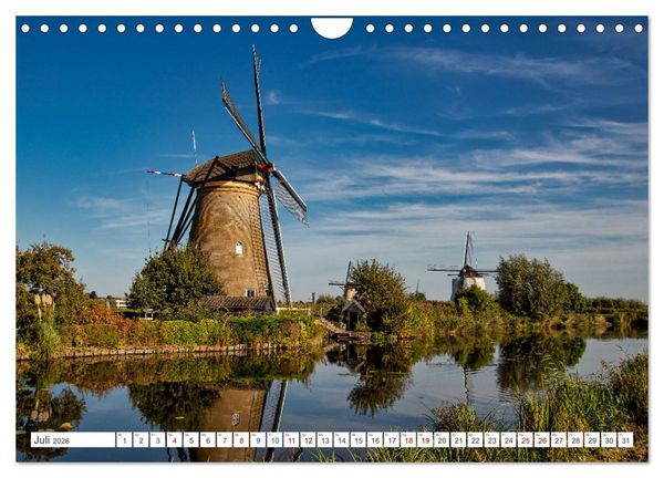 Produktbild: Die Windm&uuml;hlen von Kinderdijk - UNESCO Welterbe (Wandkalender 2026 DIN A4 quer), CALVENDO Monatskalender