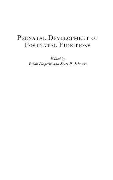 Produktbild: Prenatal Development of Postnatal Functions