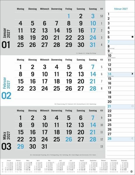 Produktbild: 3-Monats-Planer, blau 2027