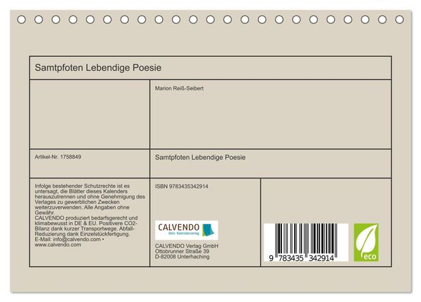 Produktbild: Samtpfoten Lebendige Poesie (Tischkalender 2025 DIN A5 quer), CALVENDO Monatskalender