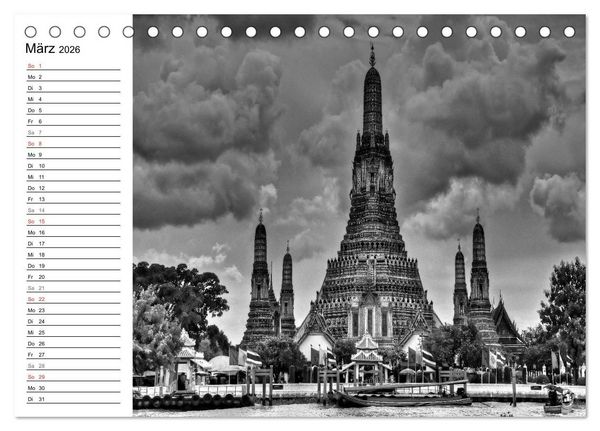 Produktbild: Bangkok Impressionen in Schwarz Wei&szlig; (Tischkalender 2026 DIN A5 quer), CALVENDO Monatskalender