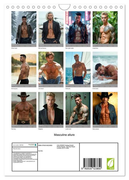 Produktbild: Masculine allure (Wall Calendar 2026 DIN A4 portrait), CALVENDO 12 Month Wall Calendar