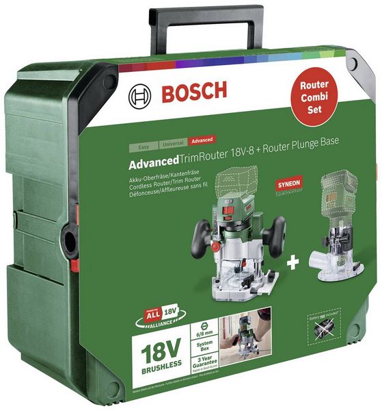 Produktbild: Bosch Home and Garden 2in1 Akku-Kanten-/Oberfr&auml;se 06039D5002 AdvancedTrimRouter 18V-8 Combi-Set