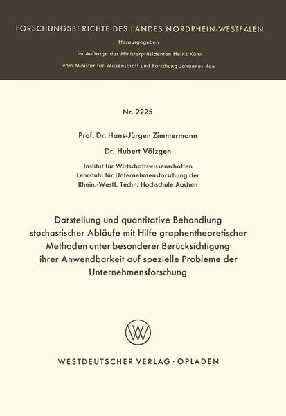 Produktbild: Darstellung und quantitative Behandlung stochastischer Abl&auml;ufe mit Hilfe graphentheoretischer Methoden unter besonderer Ber&uuml;cksichtigung ihrer Anwendb