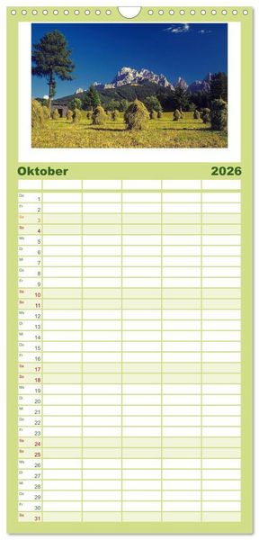 Produktbild: Familienplaner 2026 - S&Uuml;DTIROL - Land der Berge mit 5 Spalten (Wandkalender, 21 x 45 cm) CALVENDO