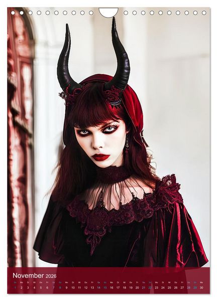 Produktbild: Teuflische Gothics - Gothic, Girls und H&ouml;rner (Wandkalender 2026 DIN A4 hoch), CALVENDO Monatskalender