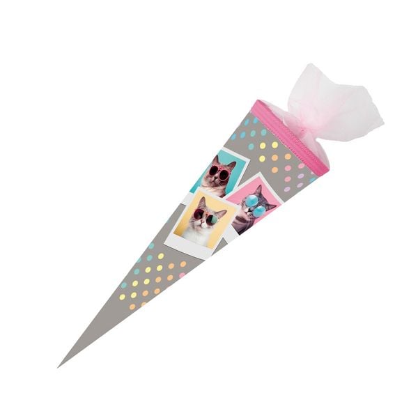 Nestler Schultüte Cool Cats rund mit Tüllverschluss 50cm