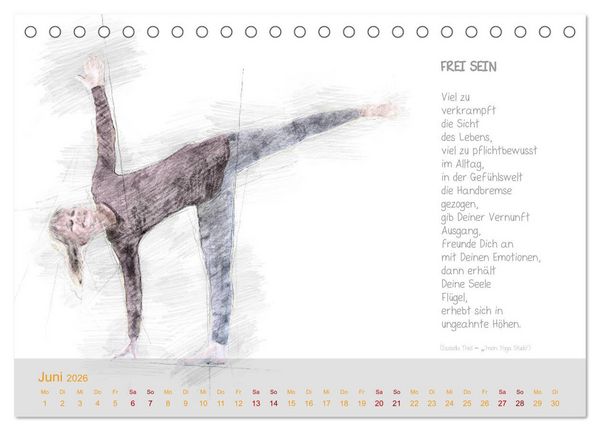Produktbild: YOGA Inspirationen mit Texten zum Nachdenken (Tischkalender 2026 DIN A5 quer), CALVENDO Monatskalender