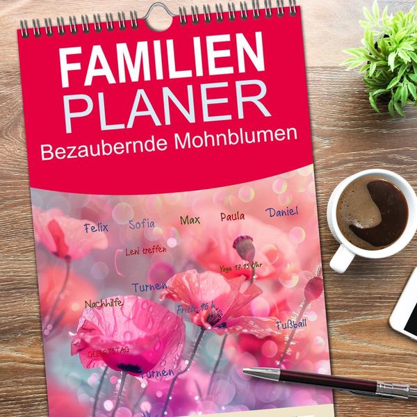 Produktbild: Familienplaner 2026 - Bezaubernde Mohnblumen mit 5 Spalten (Wandkalender, 21 x 45 cm) CALVENDO