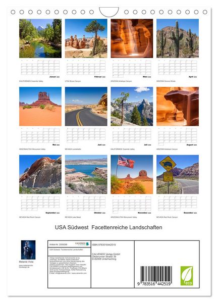 Produktbild: USA S&uuml;dwest Facettenreiche Landschaften (Wandkalender 2026 DIN A4 hoch), CALVENDO Monatskalender