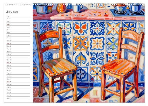 Produktbild: Painted Kitchen Moments - Twelve expressive interiors (Wall Calendar 2027 DIN A2 landscape), CALVENDO 12 Month Wall Calendar