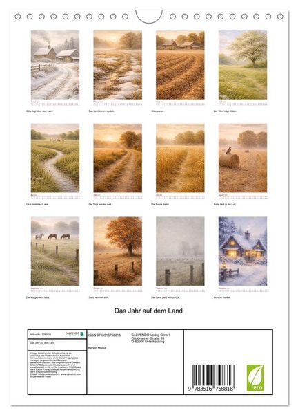 Produktbild: Das Jahr auf dem Land (Wandkalender 2027 DIN A4 hoch), CALVENDO Monatskalender