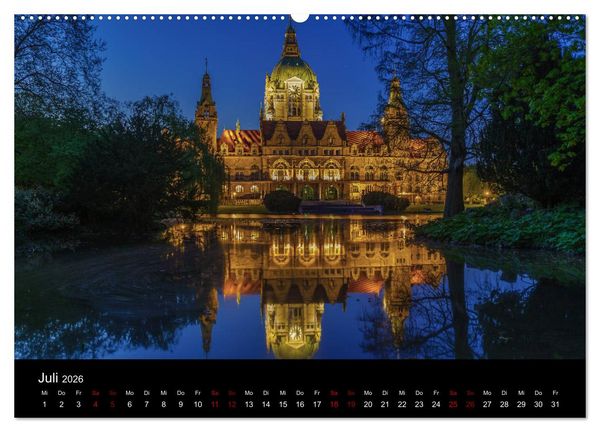 Produktbild: Hannover bei Nacht 2026 (hochwertiger Premium Wandkalender 2026 DIN A2 quer), Kunstdruck in Hochglanz