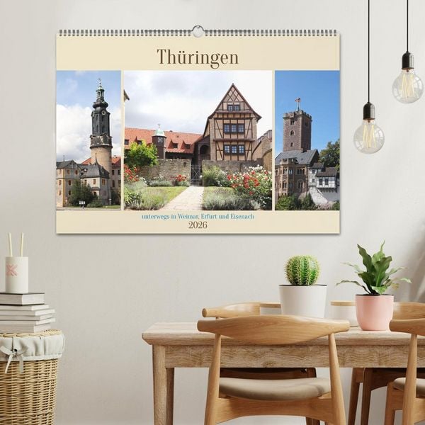Produktbild: Th&uuml;ringen, unterwegs in Weimar, Erfurt und Eisenach (Wandkalender 2026 DIN A2 quer), CALVENDO Monatskalender
