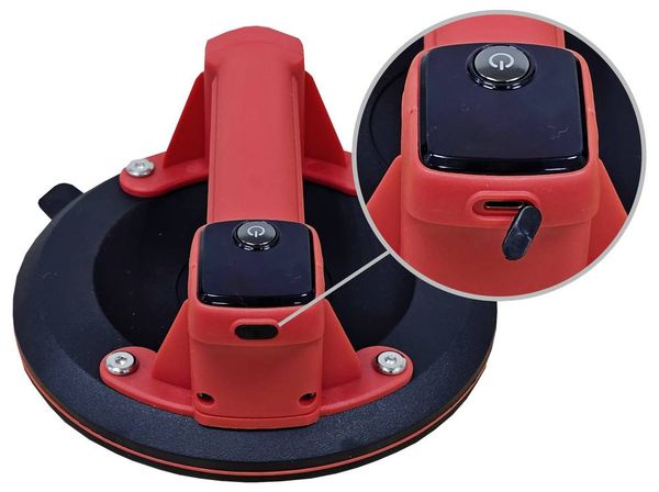 Produktbild: Heicko PH618A 1-Kopf-Saugheber mit eingebauter elektrischer Vakuumpumpe und -Vakuumanzeige, inkl. Aufbewahrungskoffer, &Oslash; 200 mm Tragkraft (max.) 150