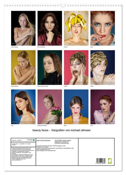 Produktbild: beauty faces - fotografien von michael allmaier (Wandkalender 2026 DIN A2 hoch), CALVENDO Monatskalender