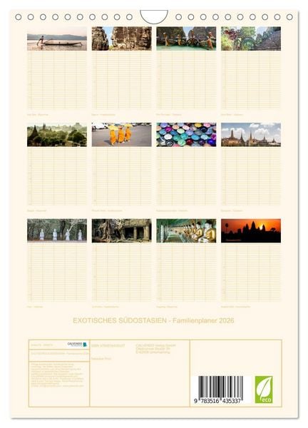 Produktbild: EXOTISCHES S&Uuml;DOSTASIEN - Familienplaner 2026 (Wandkalender 2026 DIN A4 hoch), CALVENDO Monatskalender