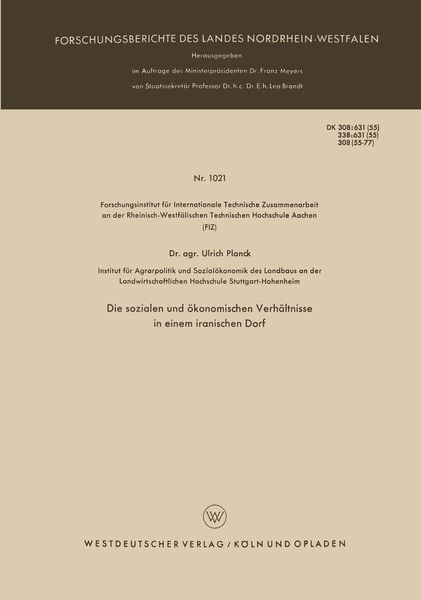 Produktbild: Die sozialen und &ouml;konomischen Verh&auml;ltnisse in einem iranischen Dorf