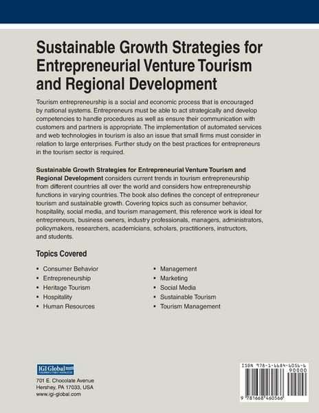Produktbild: Sustainable Growth Strategies for Entrepreneurial Venture Tourism and Regional Development