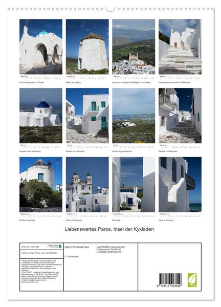 Produktbild: Liebenswertes Paros, Insel der Kykladen (hochwertiger Premium Wandkalender 2026 DIN A2 hoch), Kunstdruck in Hochglanz