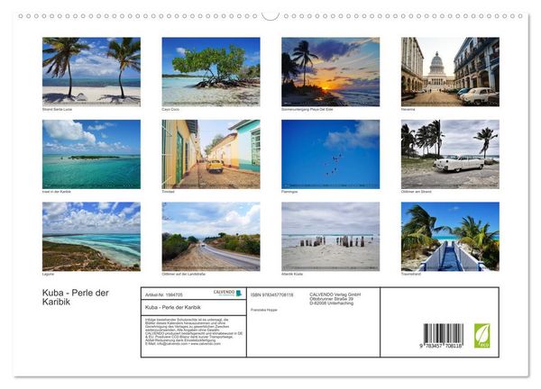 Produktbild: Kuba - Perle der Karibik (hochwertiger Premium Wandkalender 2026 DIN A2 quer), Kunstdruck in Hochglanz