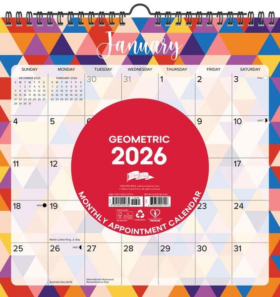 Produktbild: Geometric 2026 12 X 12 Spiral Wall Calendar