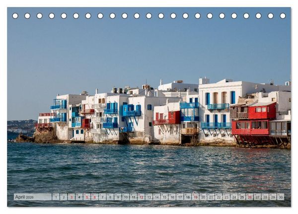 Produktbild: Mykonos - Natur, Meer und wei&szlig;e W&auml;nde (Tischkalender 2026 DIN A5 quer), CALVENDO Monatskalender