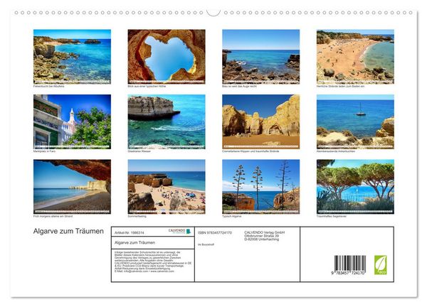 Produktbild: Algarve zum Tr&auml;umen (hochwertiger Premium Wandkalender 2026 DIN A2 quer), Kunstdruck in Hochglanz