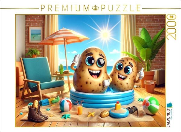 CALVENDO Puzzle Sommerspaß im Wohnzimmer: Kartoffeln im Planschbecken | 2000 Teile Lege-Größe 90x67cm Foto-Puzzle für glückliche Stunden