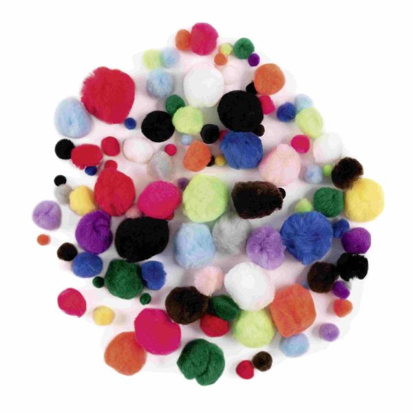 Produktbild: Folia  Pompons MIX BUNT, 100 St&uuml;ck, Gr&ouml;&szlig;en & farbig sortiert