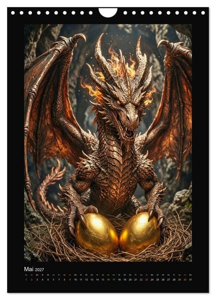 Produktbild: Drachen - Magische Herrscher, Dark‑Fantasy Wandkalender (Wandkalender 2027 DIN A4 hoch), CALVENDO Monatskalender