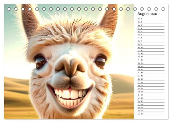 Produktbild: Grinsende Tiere - Tierportr&auml;ts von der KI zum L&auml;cheln gebracht (Tischkalender 2026 DIN A5 quer), CALVENDO Monatskalender