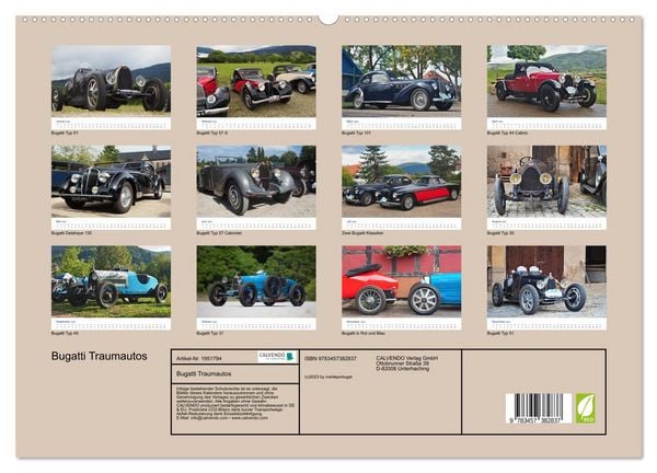 Produktbild: Bugatti Traumautos (hochwertiger Premium Wandkalender 2026 DIN A2 quer), Kunstdruck in Hochglanz