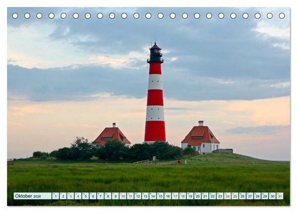 Produktbild: Leuchtt&uuml;rme - Maritime Leuchtfeuer an den K&uuml;sten (Tischkalender 2026 DIN A5 quer), CALVENDO Monatskalender