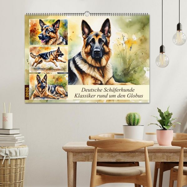 Produktbild: Deutsche Sch&auml;ferhunde - Klassiker rund um den Globus (Wandkalender 2026 DIN A2 quer), CALVENDO Monatskalender