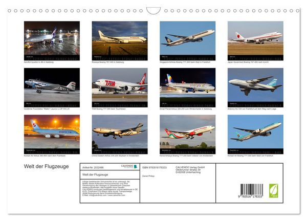 Produktbild: Welt der Flugzeuge (Wandkalender 2026 DIN A3 quer), CALVENDO Monatskalender