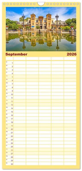 Produktbild: Familienplaner 2026 - Ein Herz f&uuml;r Sevilla mit 5 Spalten (Wandkalender, 21 x 45 cm) CALVENDO