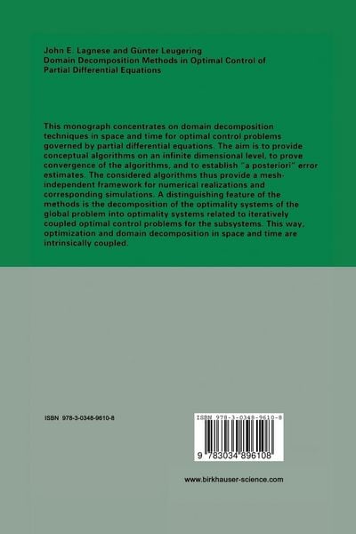 Produktbild: Domain Decomposition Methods in Optimal Control of Partial Differential Equations