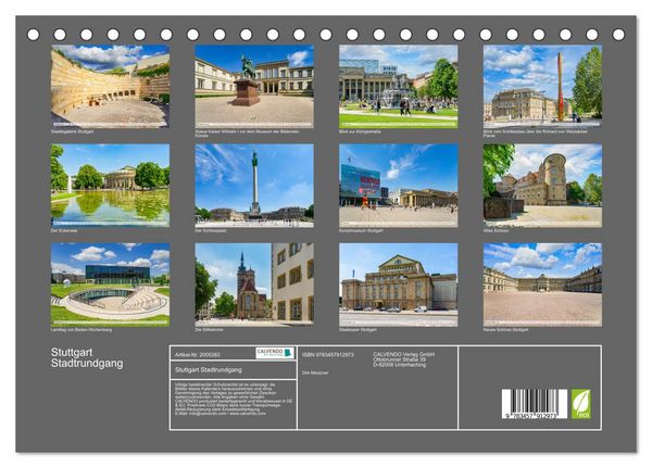 Produktbild: Stuttgart Stadtrundgang (Tischkalender 2026 DIN A5 quer), CALVENDO Monatskalender