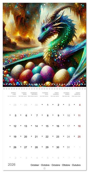 Produktbild: Moments d'amours de dragons (Calendrier mural carr&eacute; 2026 30x30 cm) Calendrier double avec une page pour vos prises de notes