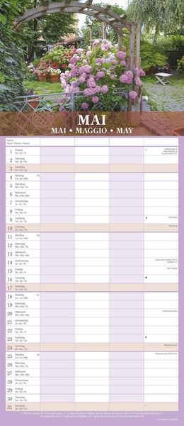 Gärten 2026 Familienplaner - Wandkalender - Familienkalender - 19,5x45