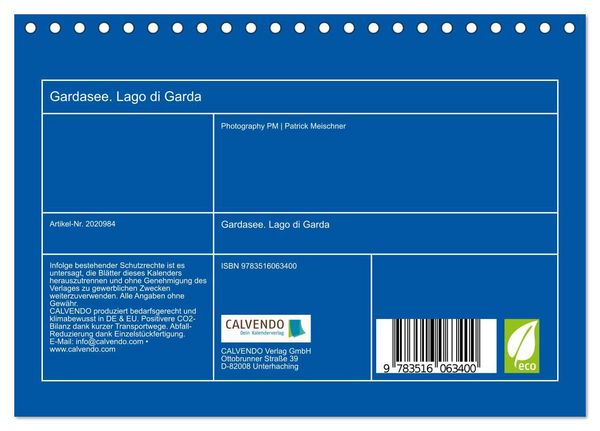 Produktbild: Gardasee. Lago di Garda (Tischkalender 2026 DIN A5 quer), CALVENDO Monatskalender