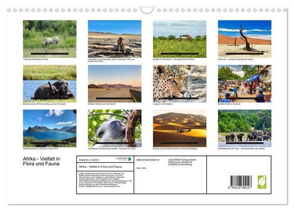 Produktbild: Afrika - Vielfalt in Flora und Fauna (Wandkalender 2026 DIN A3 quer), CALVENDO Monatskalender